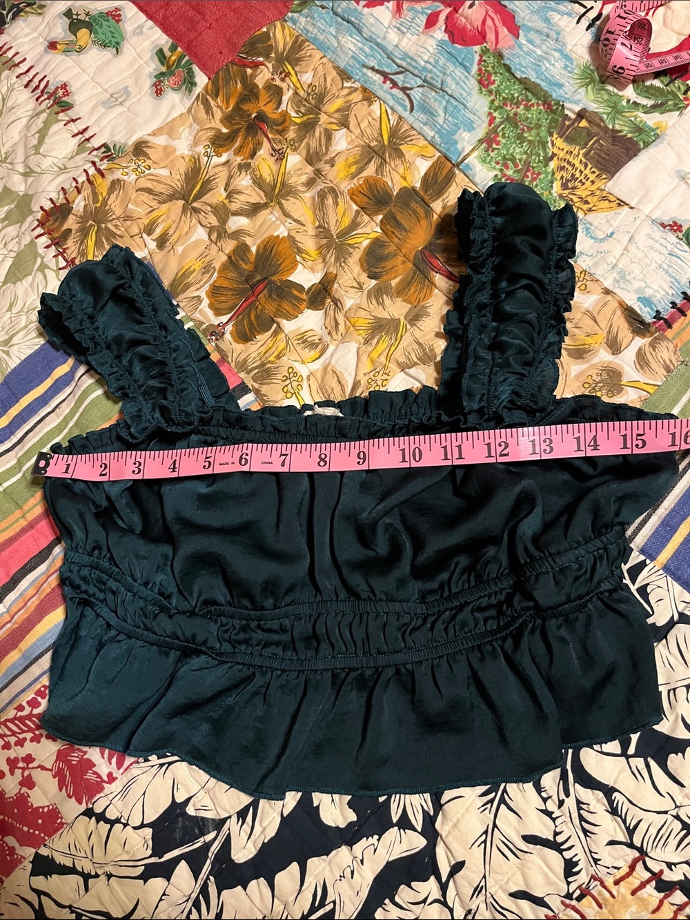 Dark Green silky crop top. I used it to sleep in.